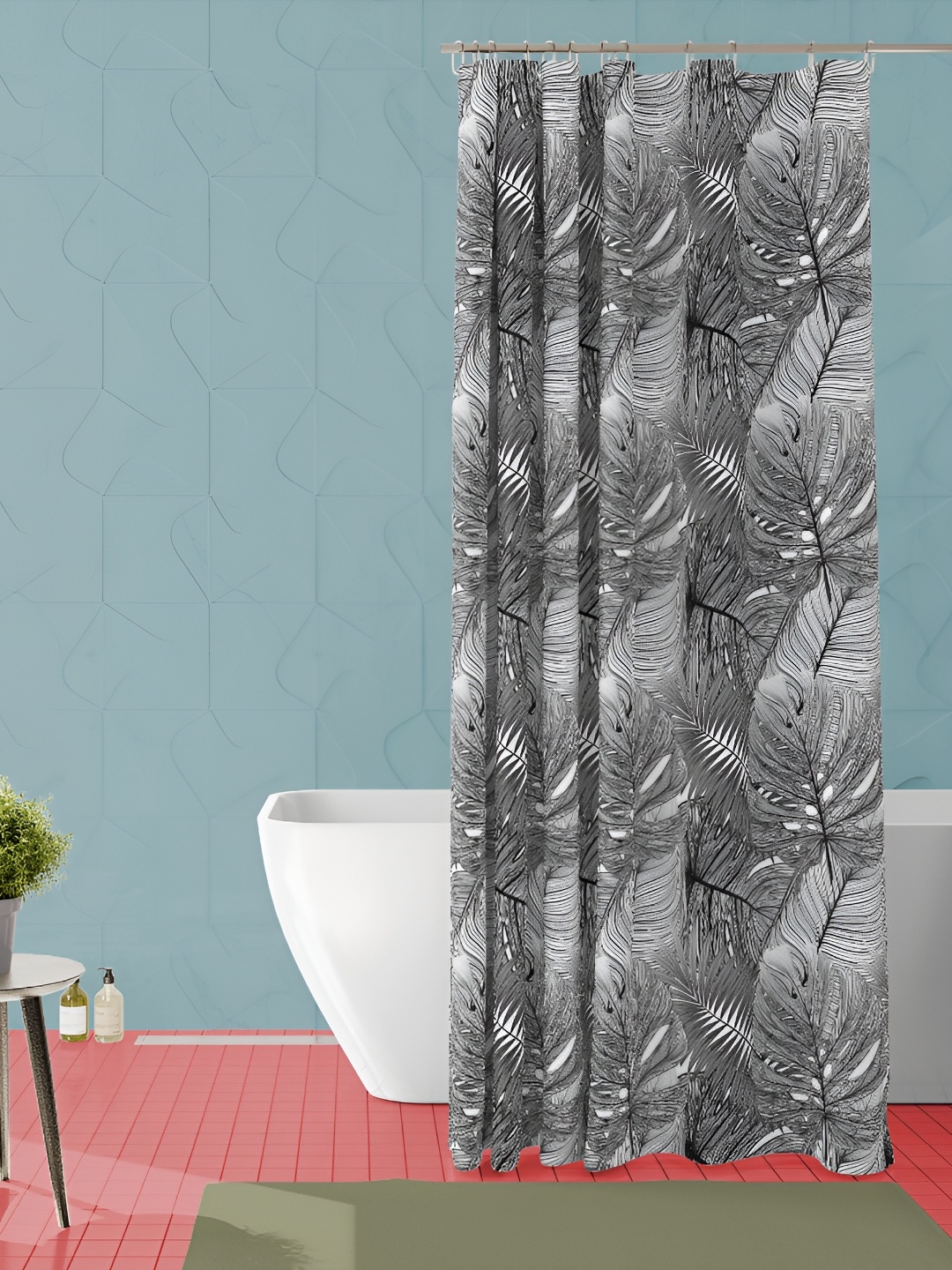 

ArtzFolio Grey Printed Waterproof Shower Curtain
