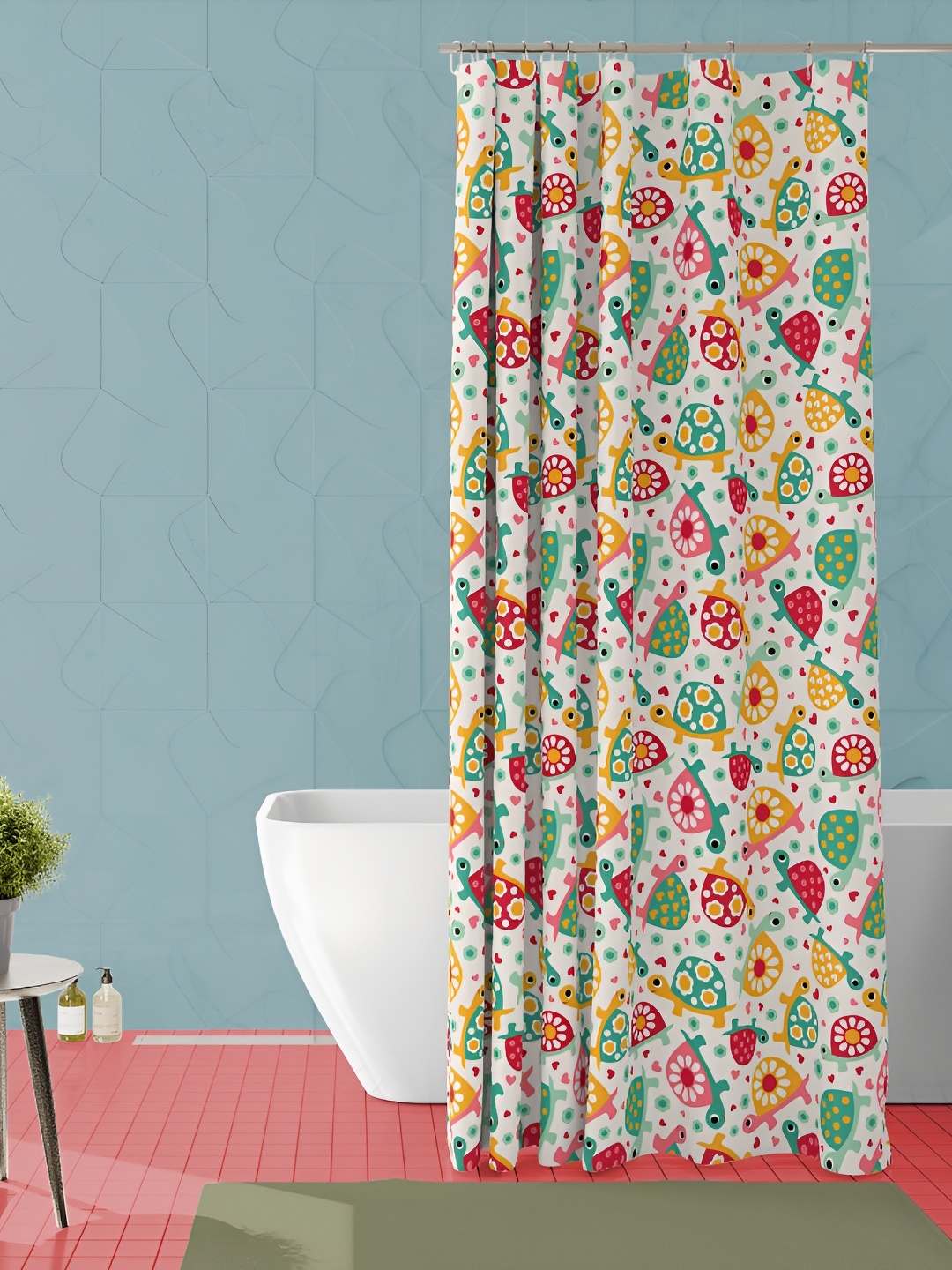 

ArtzFolio White & Green Graphic Printed Waterproof Shower Curtain