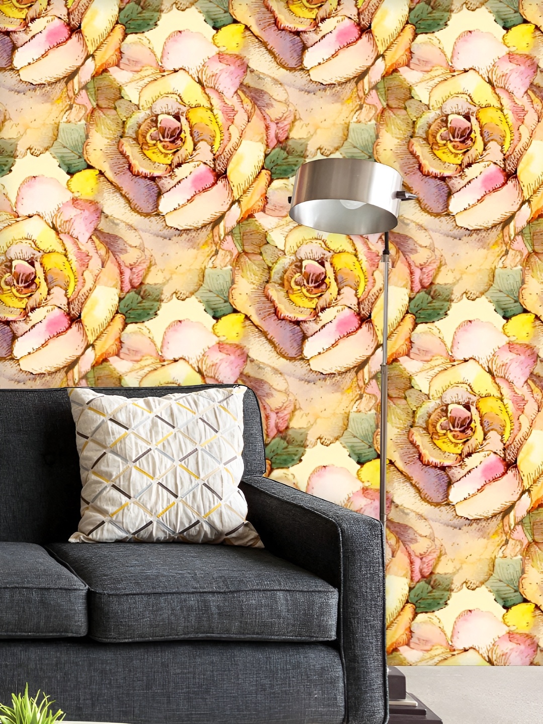 

ArtzFolio Printed UV-Resistant Anti-Bacterial Watercolor Flowers Peel & Stick Wallpaper, Multi