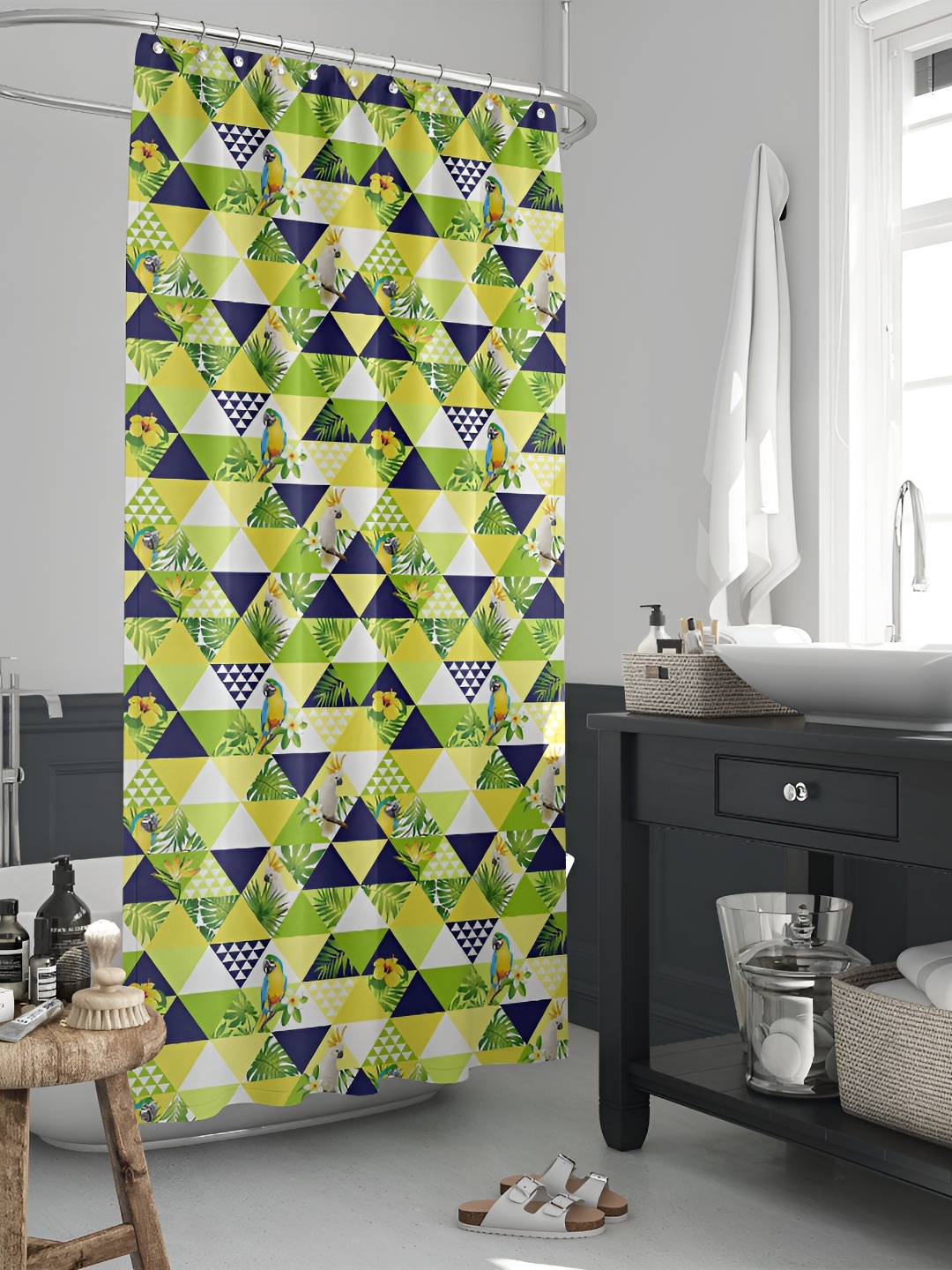 

ArtzFolio Yellow & Blue Geometric Printed Waterproof Polyester Shower Curtain