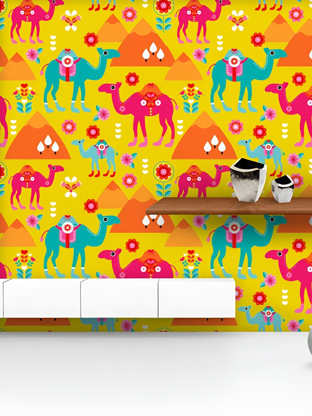 

ArtzFolio Printed UV-Resistant Anti-Bacterial Pyramids & Camel Peel & Stick Wallpaper, Multi
