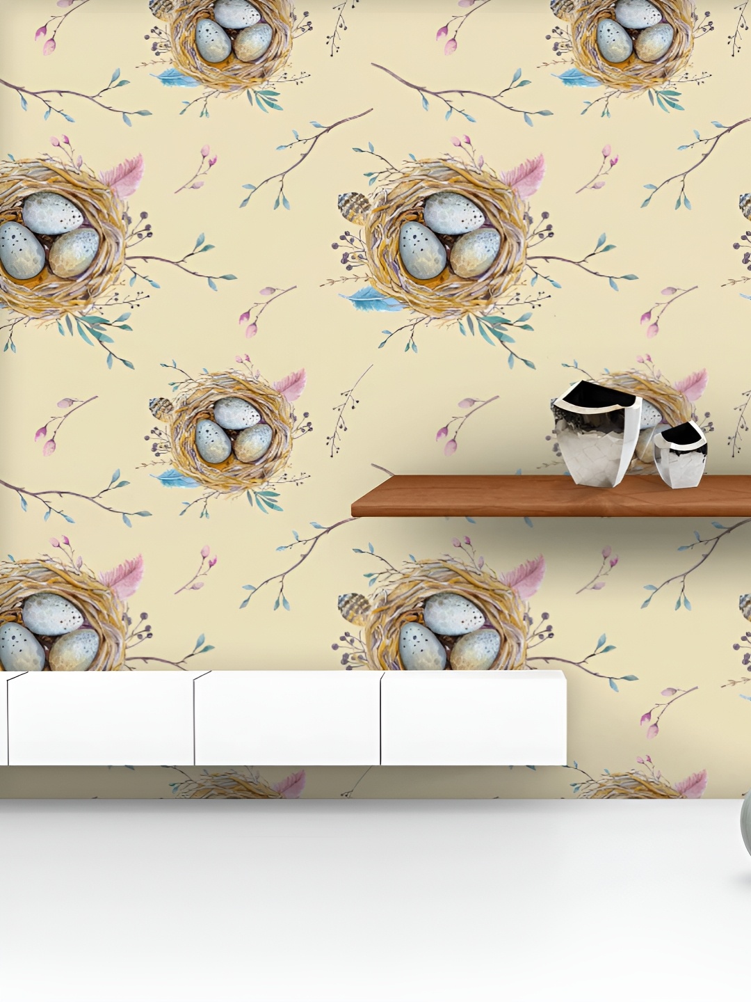 

ArtzFolio Printed UV-Resistant Anti-Bacterial Natural Floral Eggs Peel & Stick Wallpaper, Multi