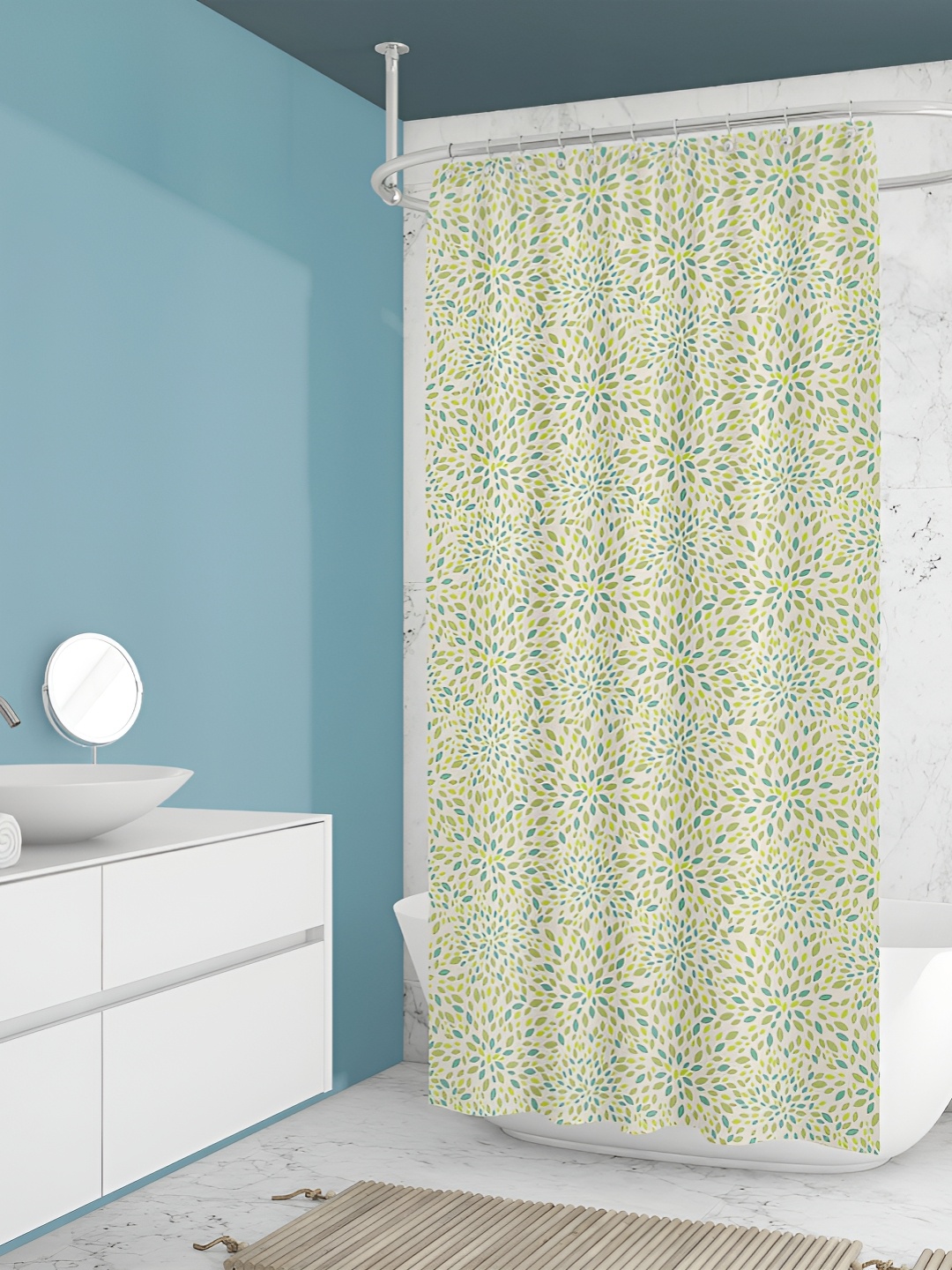 

ArtzFolio Green & Blue Printed Waterproof Shower Curtains