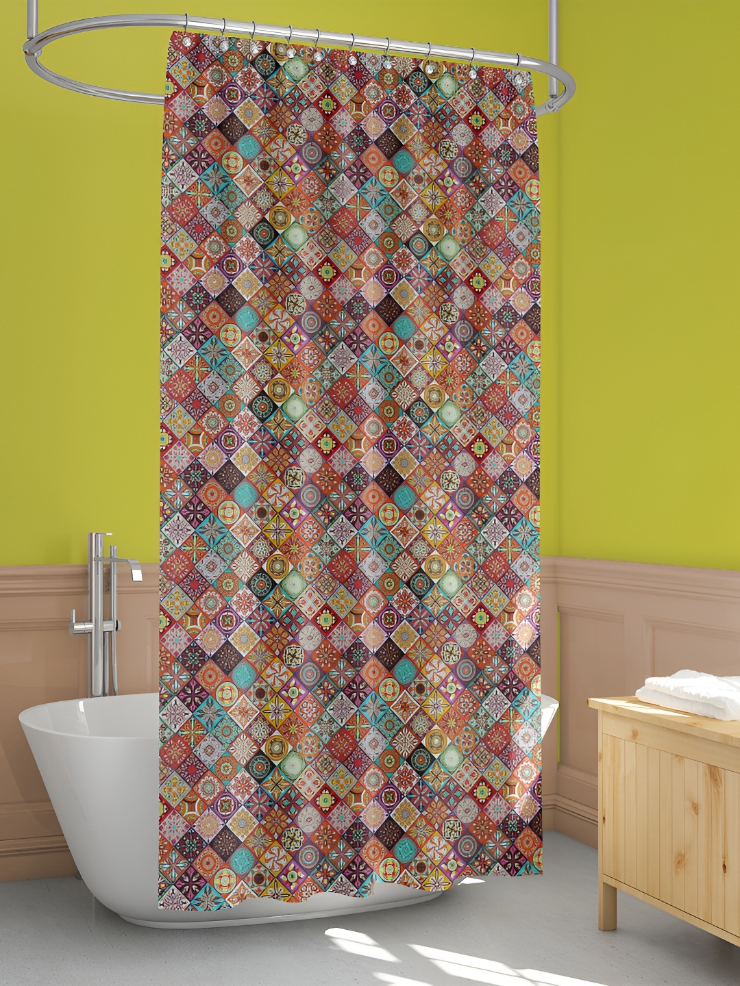 

ArtzFolio Brown & Yellow Printed Waterproof Shower Curtains