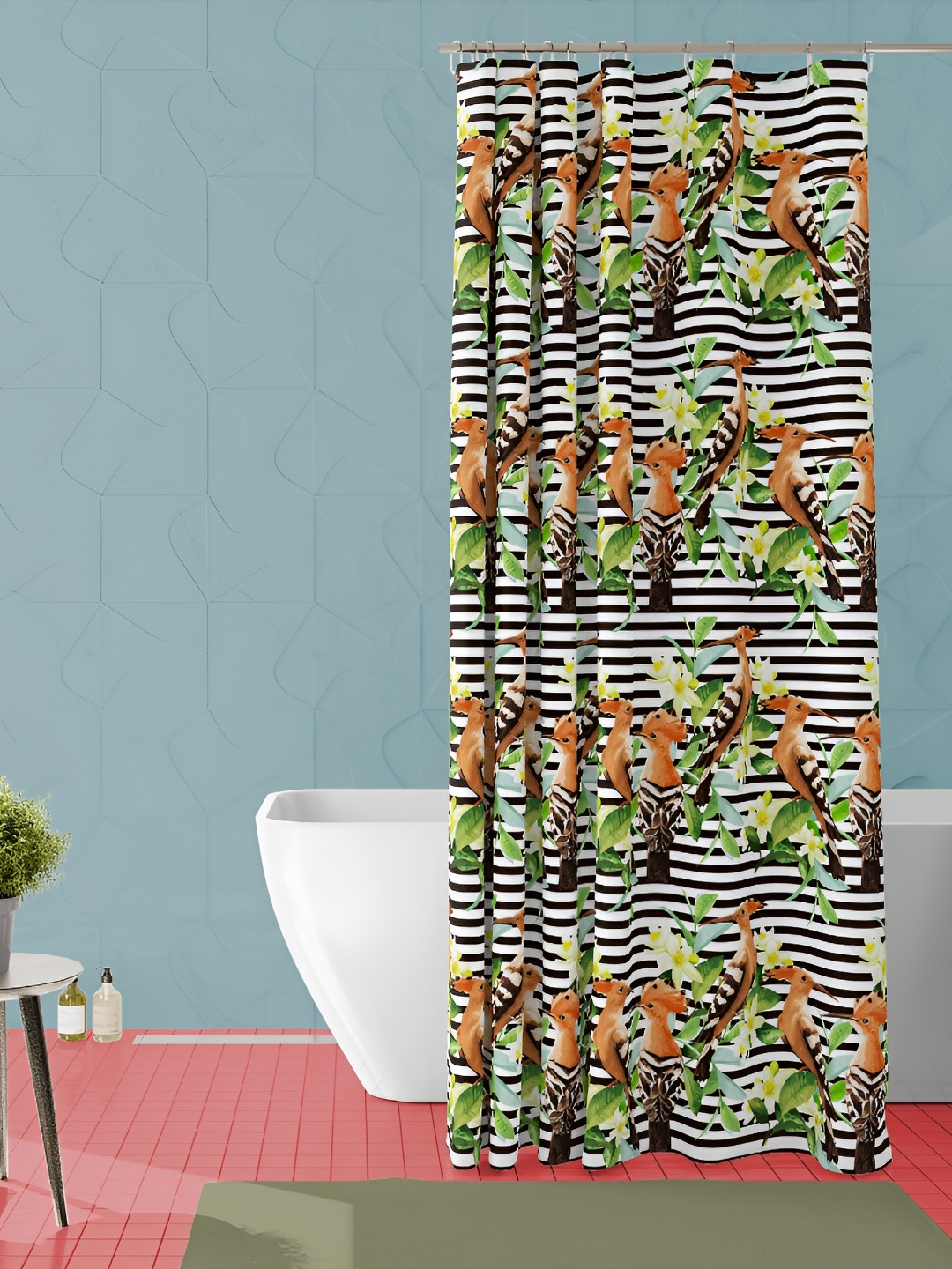 

ArtzFolio White & Black Printed Waterproof Shower Curtain