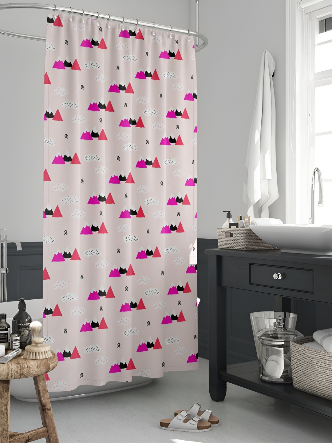 

ArtzFolio Pink & Red Printed Waterproof Shower Curtain