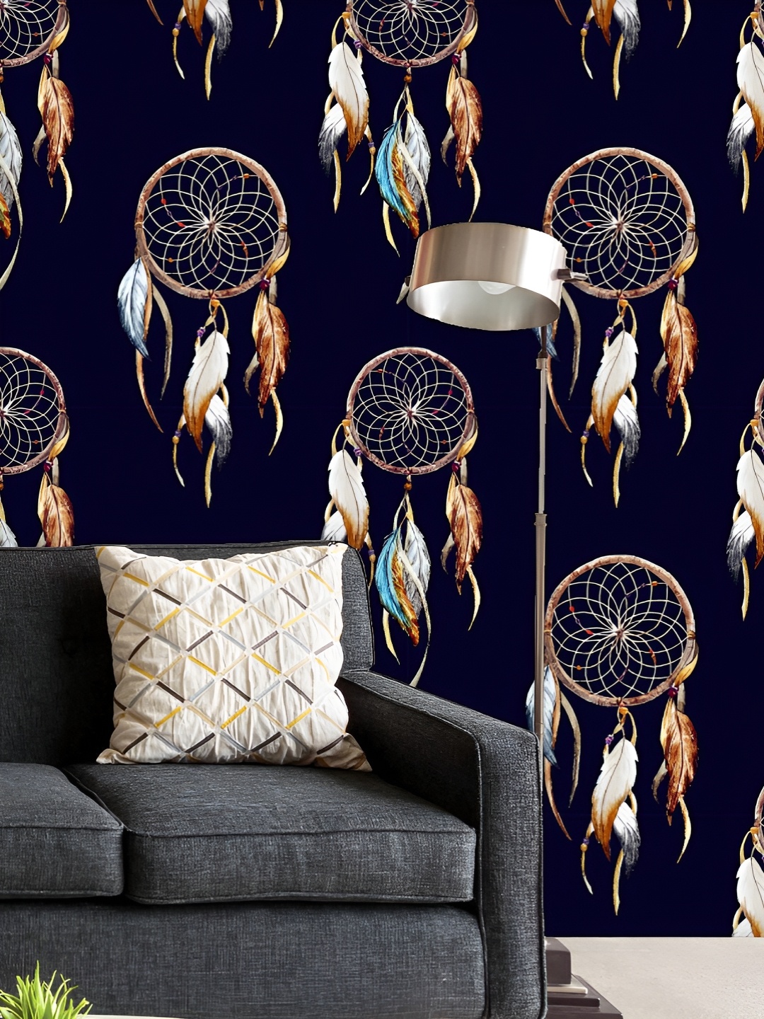 

ArtzFolio Printed UV-Resistant Anti-Bacterial Watercolor Dreamcatcher Peel & Stick Wallpaper, Multi