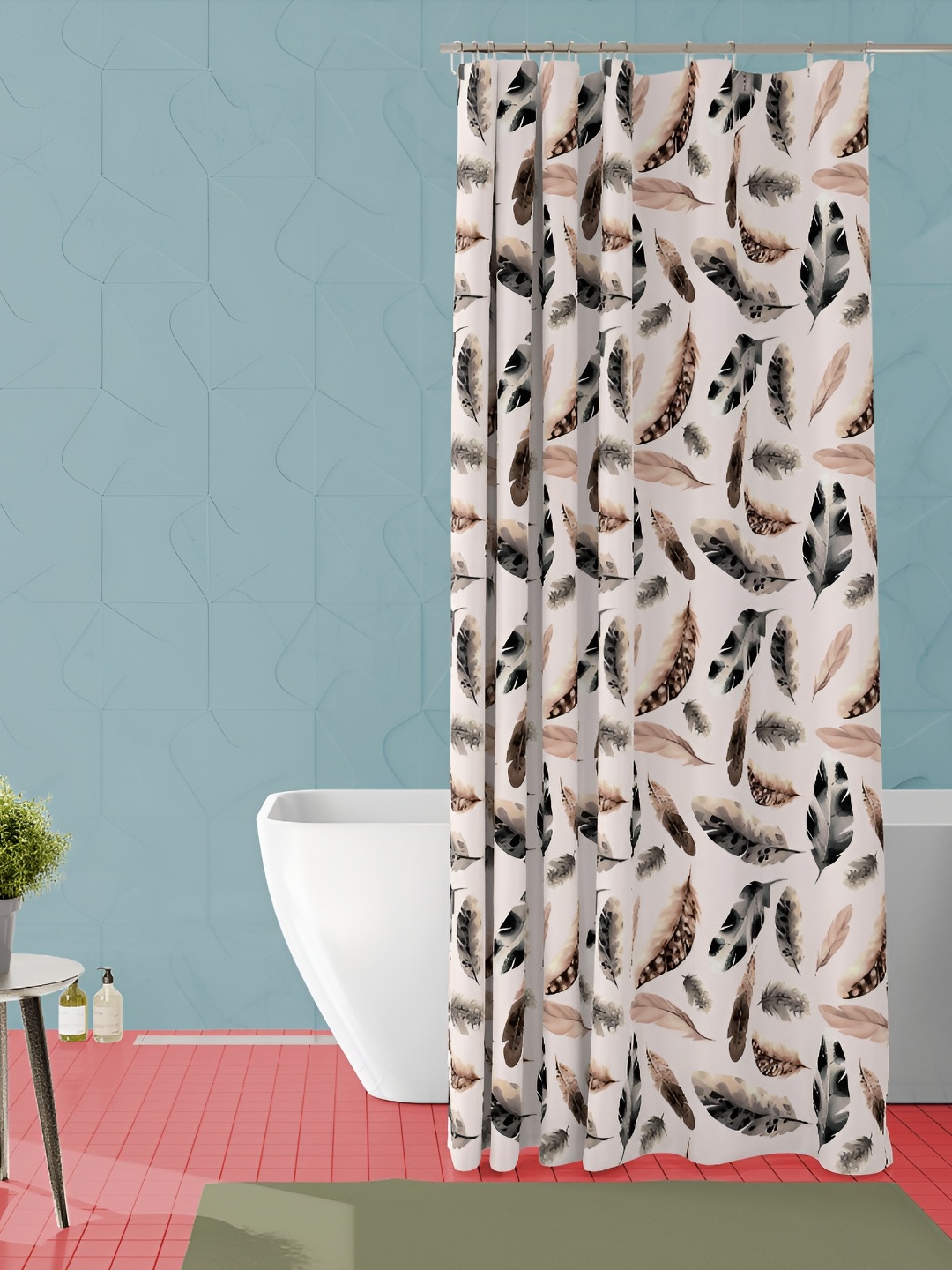 

ArtzFolio Black and Beige Printed Waterproof Shower Curtain