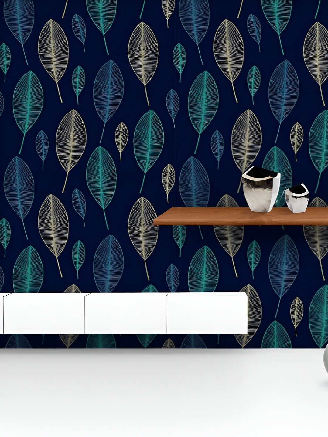 

ArtzFolio Printed UV-Resistant Anti-Bacterial Linear LeavesPeel & Stick Wallpaper, Multi