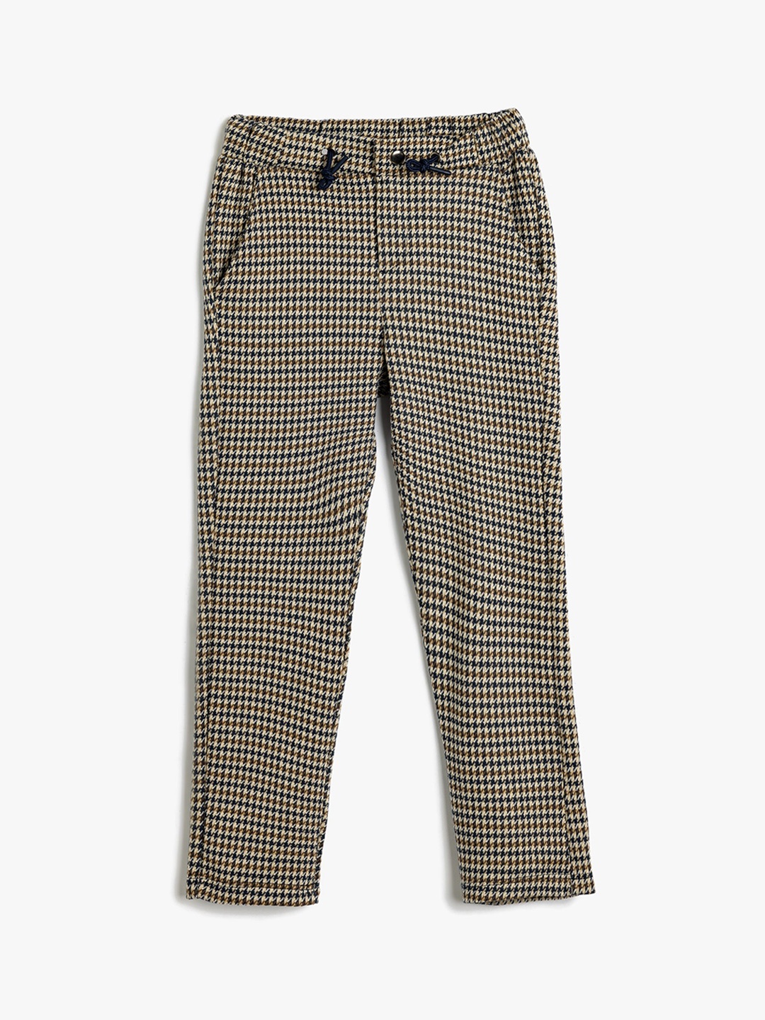 

Koton Boys Checked Mid-Rise Trousers, Beige