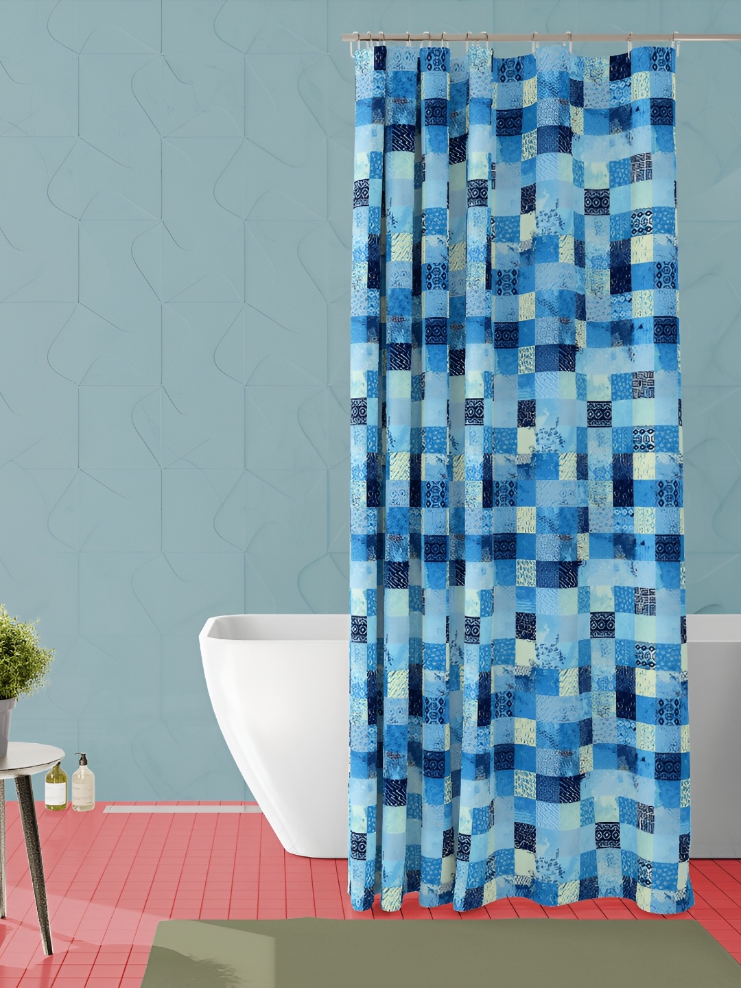 

ArtzFolio Blue & Grey Printed Waterproof Shower Curtain