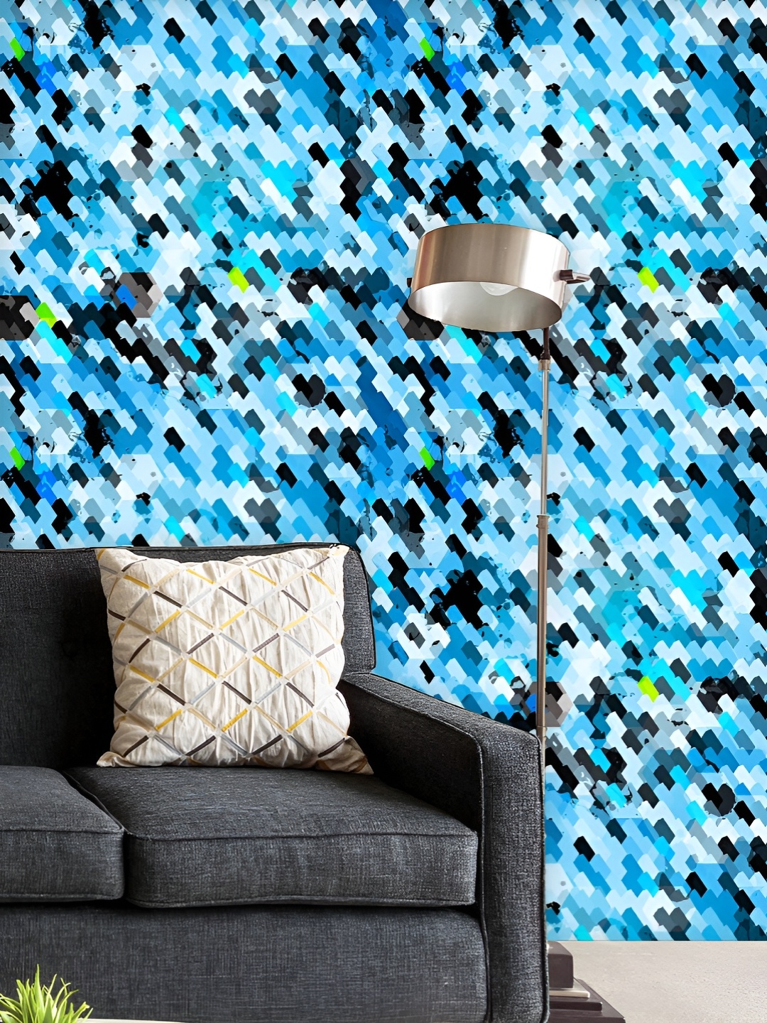 

ArtzFolio Printed UV-Resistant Anti-Bacterial Blue Grunge Pattern Peel & Stick Wallpaper, Multi