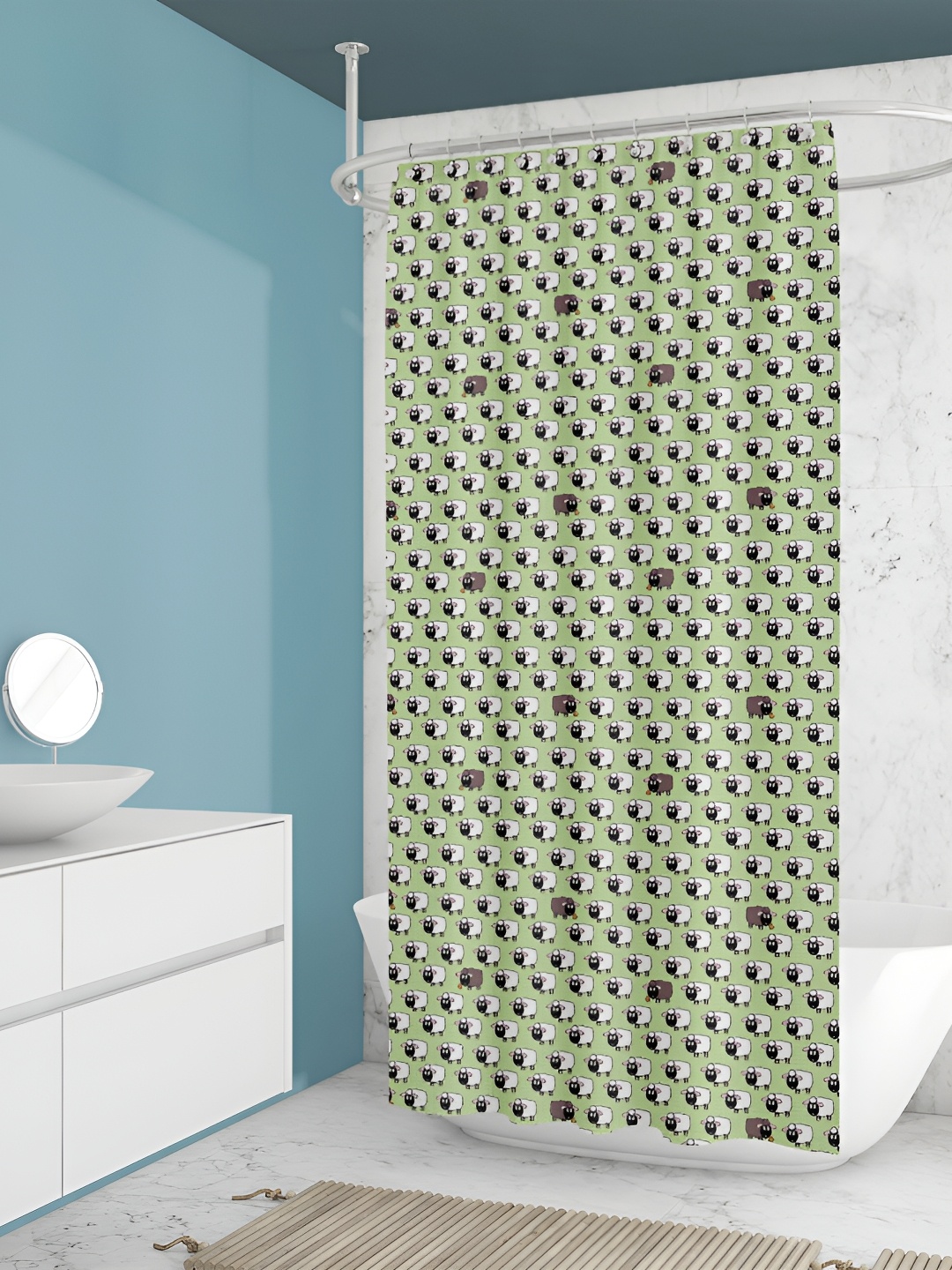 

ArtzFolio Green & Black Printed Waterproof Shower Curtain
