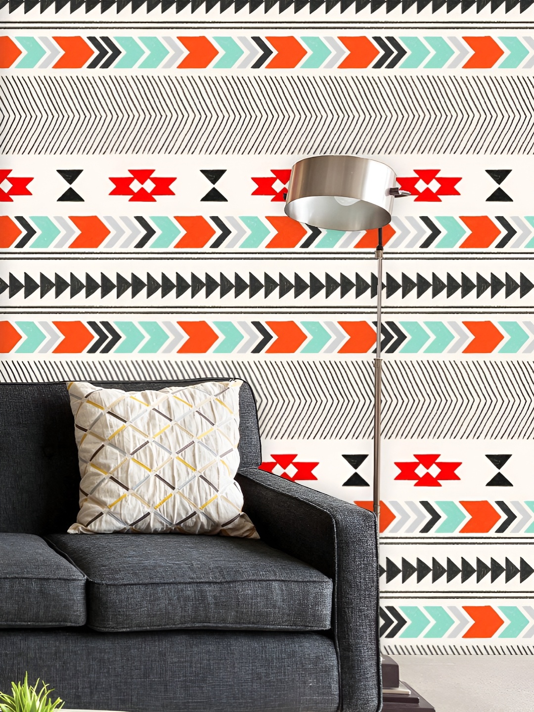 

ArtzFolio Printed UV-Resistant Anti-Bacterial Tribal Ikat Pattern Peel & Stick Wallpaper, Multi