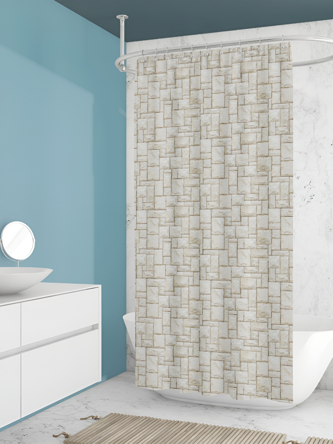 

ArtzFolio White & Brown Printed Waterproof Shower Curtains