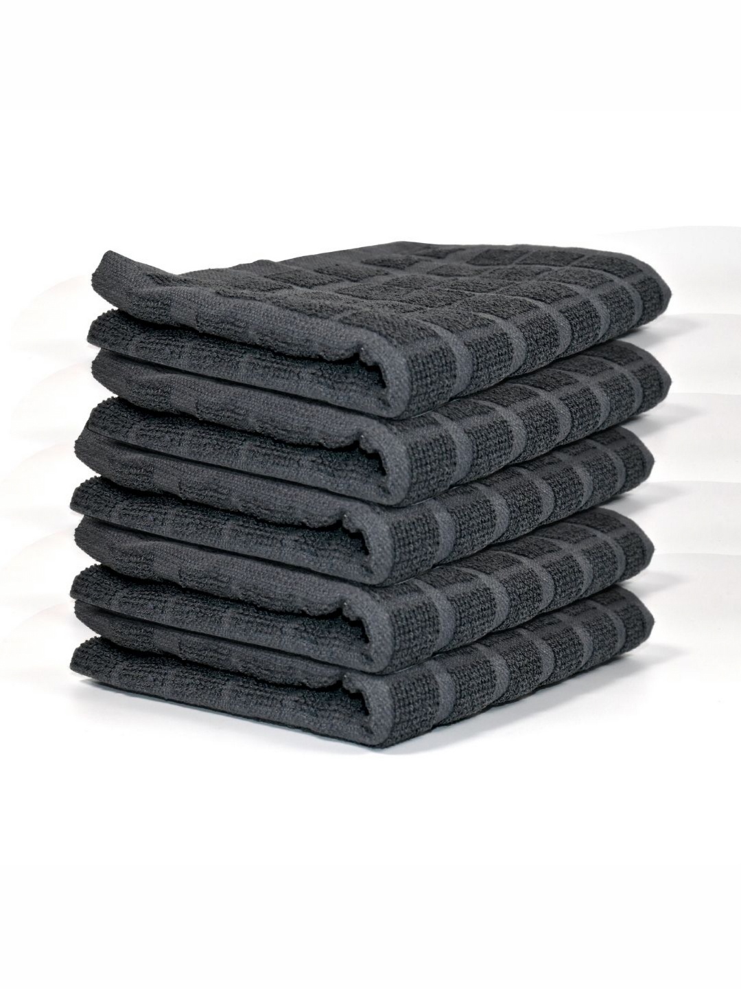 

PRAKARTIK Dark Grey 5 Pieces Textured Cotton Kitchen Towels