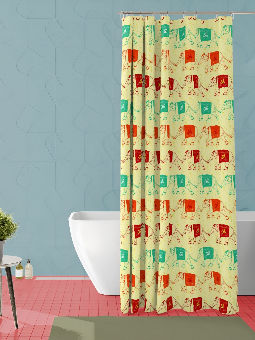 

ArtzFolio Yellow & Red Printed Waterproof Shower Curtain