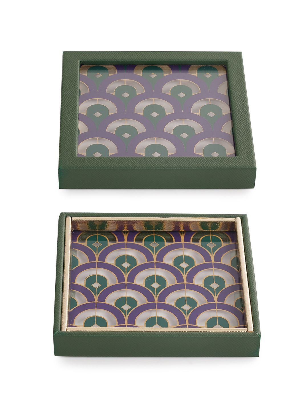 

Pure Home and Living Green & Purple Dual Tone Printed Glass Coasters