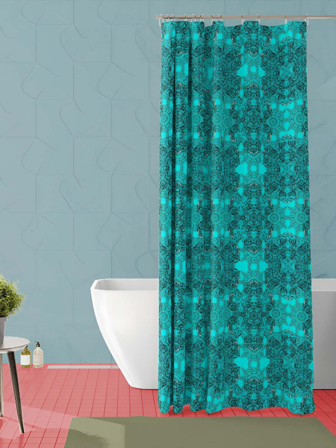 

ArtzFolio Sea Green and Black Abstract Printed Waterproof Shower Curtain
