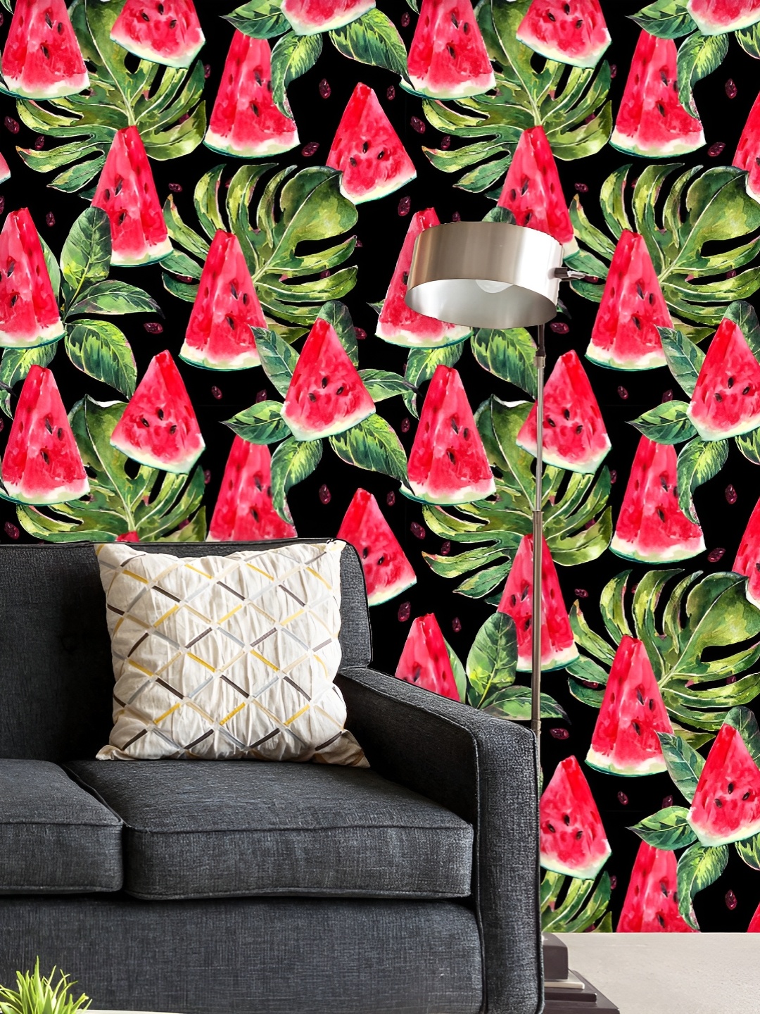 

ArtzFolio Printed UV-Resistant Anti-Bacterial Watercolor Watermelon Peel & Stick Wallpaper, Multi