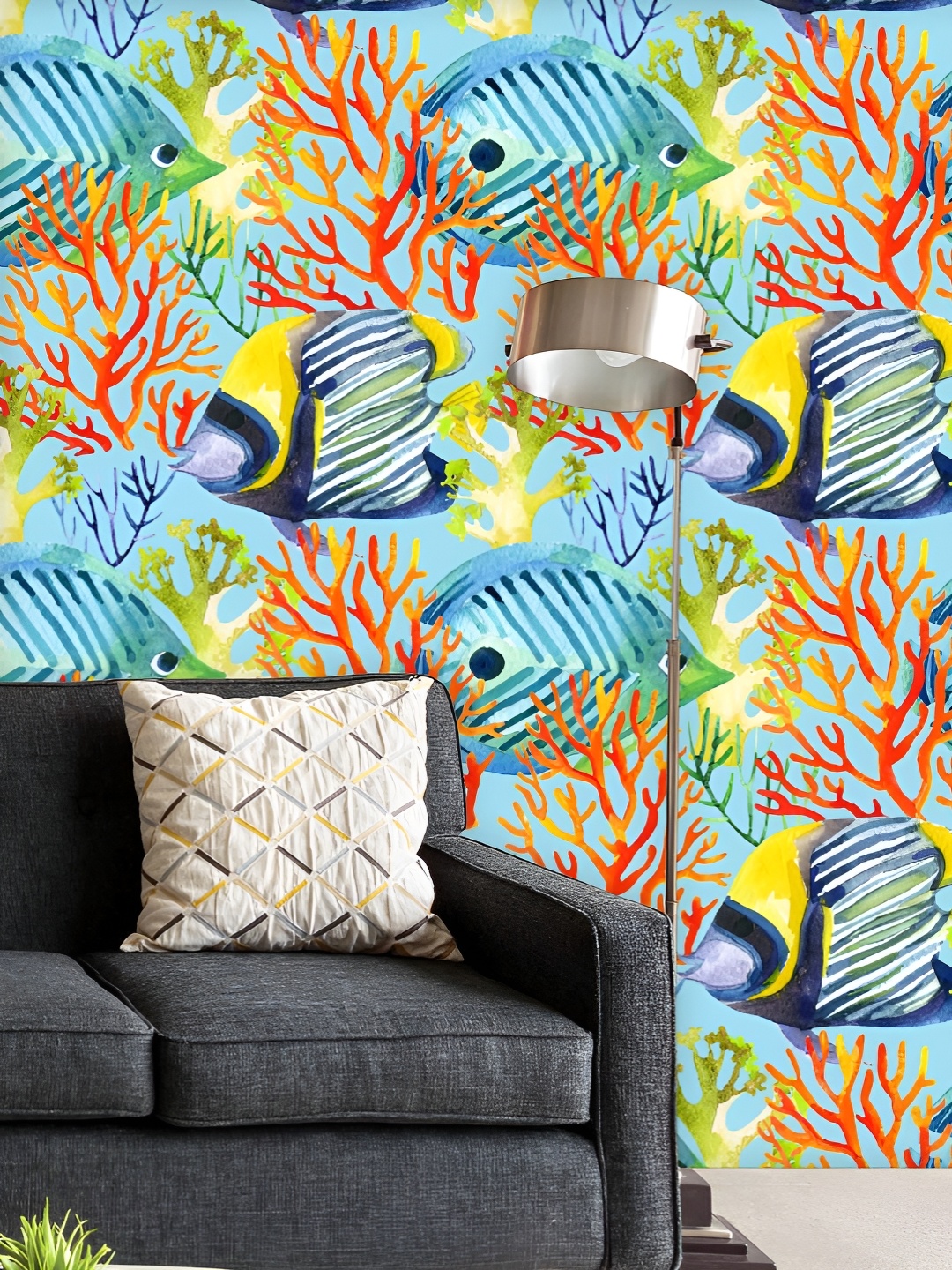 

ArtzFolio Printed UV-Resistant Anti-Bacterial Corals & Fishes Peel & Stick Wallpaper, Multi