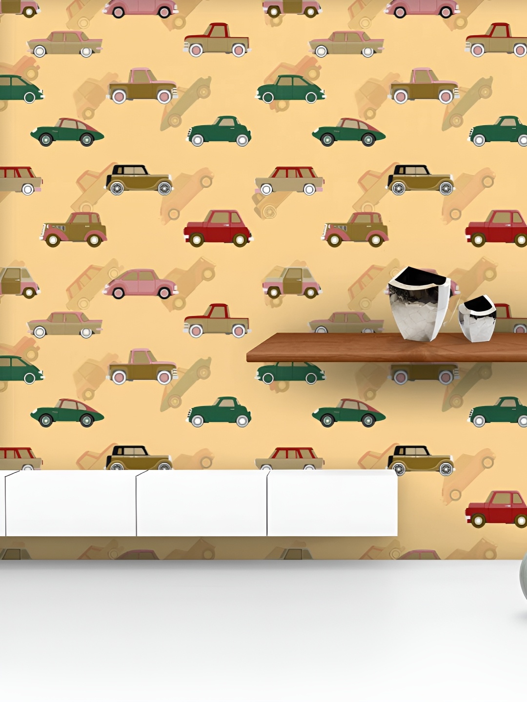 

ArtzFolio Printed UV-Resistant Anti-Bacterial Cute Car Pattern Peel & Stick Wallpaper, Multi