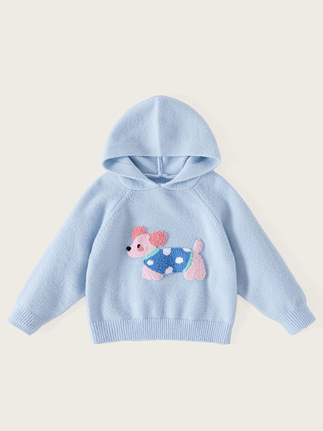 

LULU & SKY Girls Embroidered Hooded Pullover Sweater, Blue