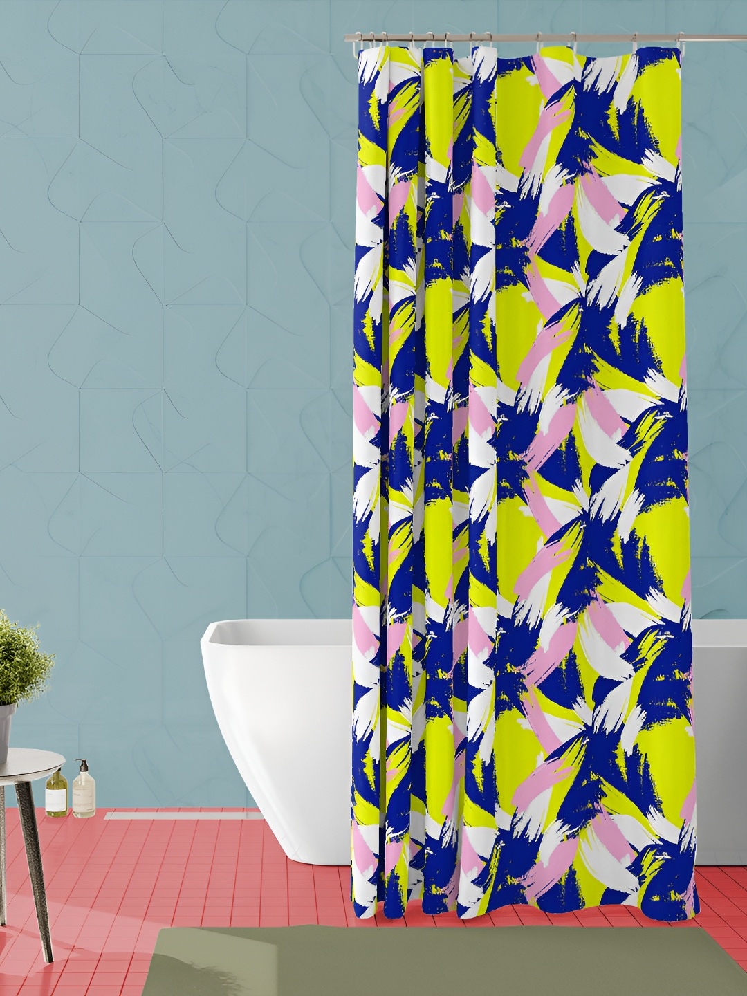 

ArtzFolio Yellow & Blue Printed Waterproof Shower Curtain