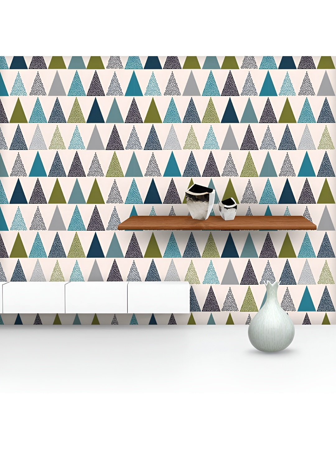 

ArtzFolio Printed UV-Resistant Anti-Bacterial Triangle Dots Peel & Stick Wallpaper, Multi