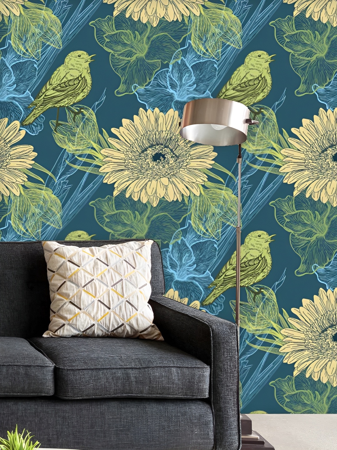 

ArtzFolio Printed UV-Resistant Anti-Bacterial Handdrawn Birds Peel & Stick Wallpaper, Multi
