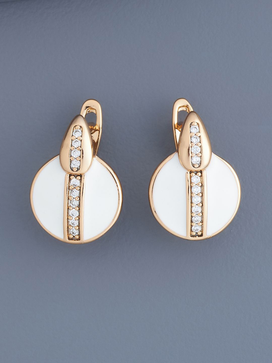 

Kushal's Fashion Jewellery Gold-Plated Zircon Circular Hoop Earrings