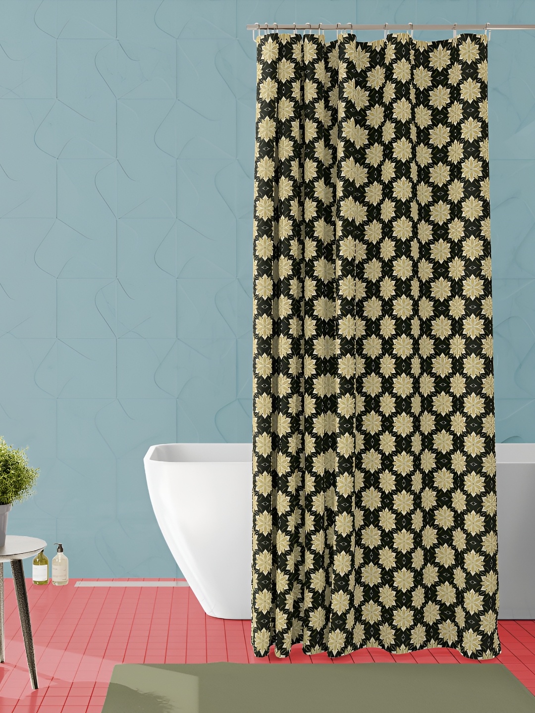 

ArtzFolio Black & Yellow Floral Printed Waterproof Shower Curtains