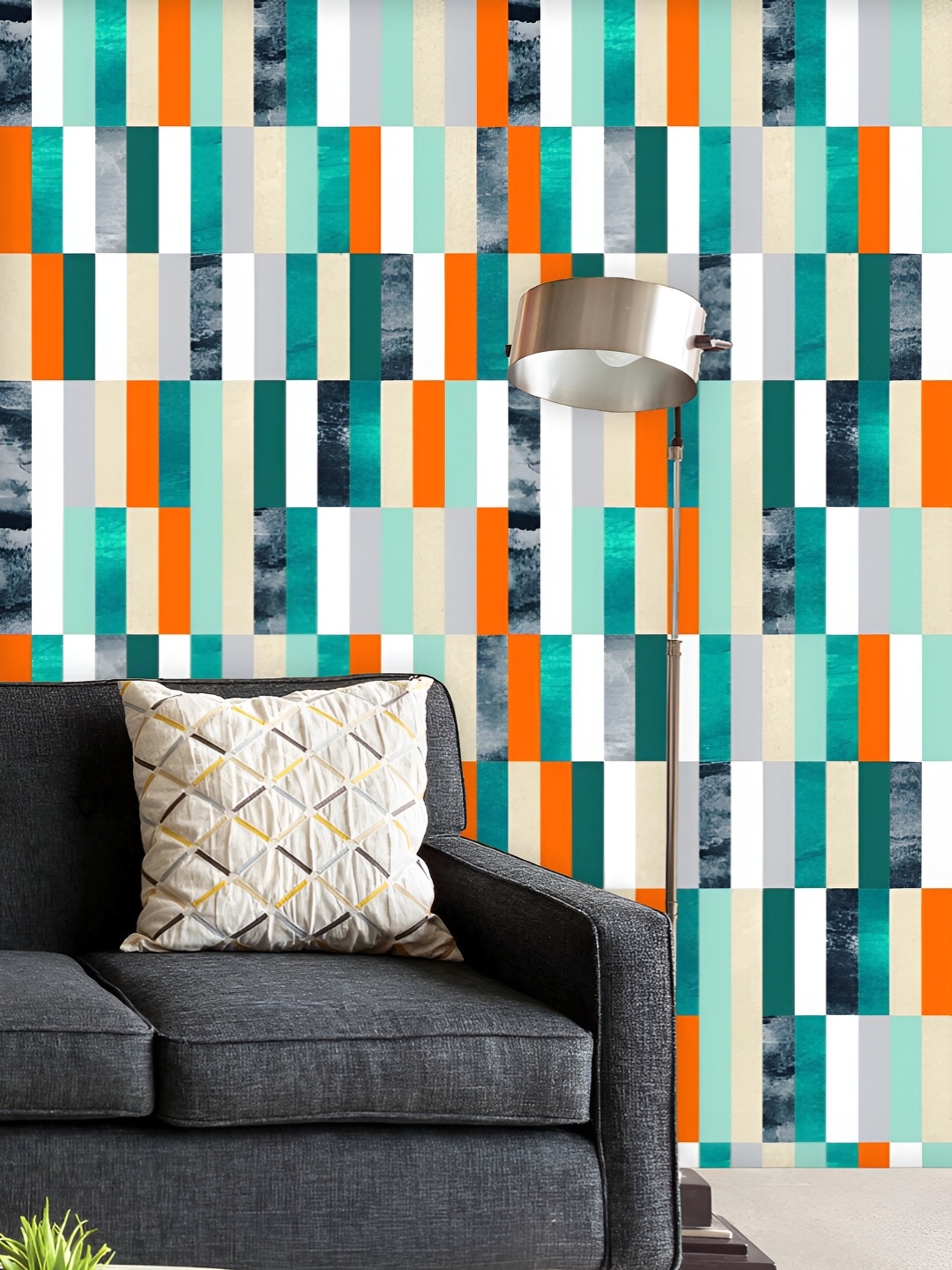 

ArtzFolio Printed UV-Resistant Anti-Bacterial Colorful Lines Peel & Stick Wallpaper, Multi