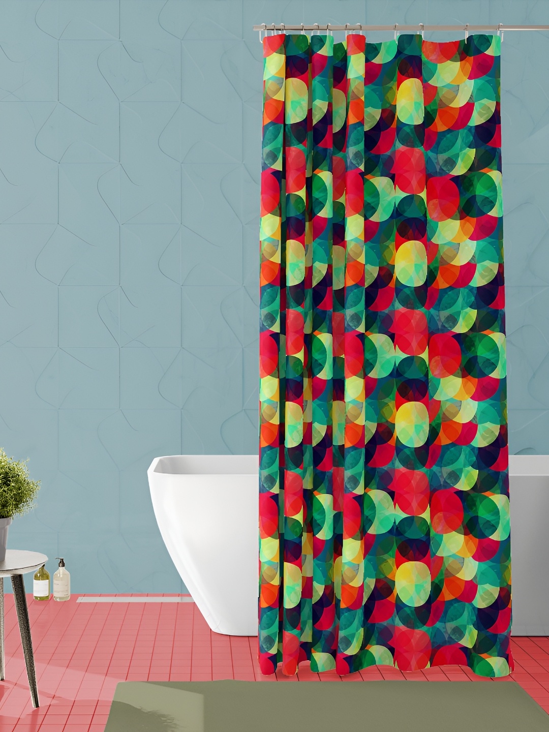 

ArtzFolio Green & Red Printed Water Proof Shower Curtain
