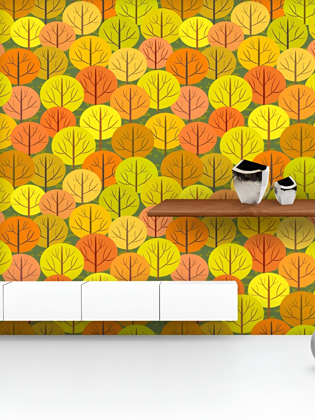 

ArtzFolio Printed UV-Resistant Anti-Bacterial Autumn Forest Peel & Stick Wallpaper, Multi