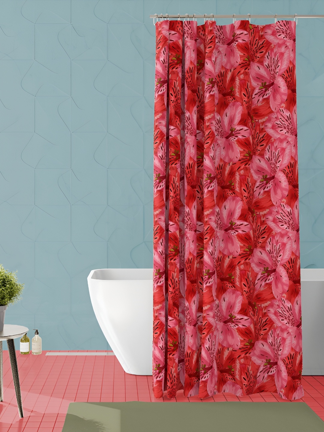 

ArtzFolio Red & Pink Printed Waterproof Shower Curtain