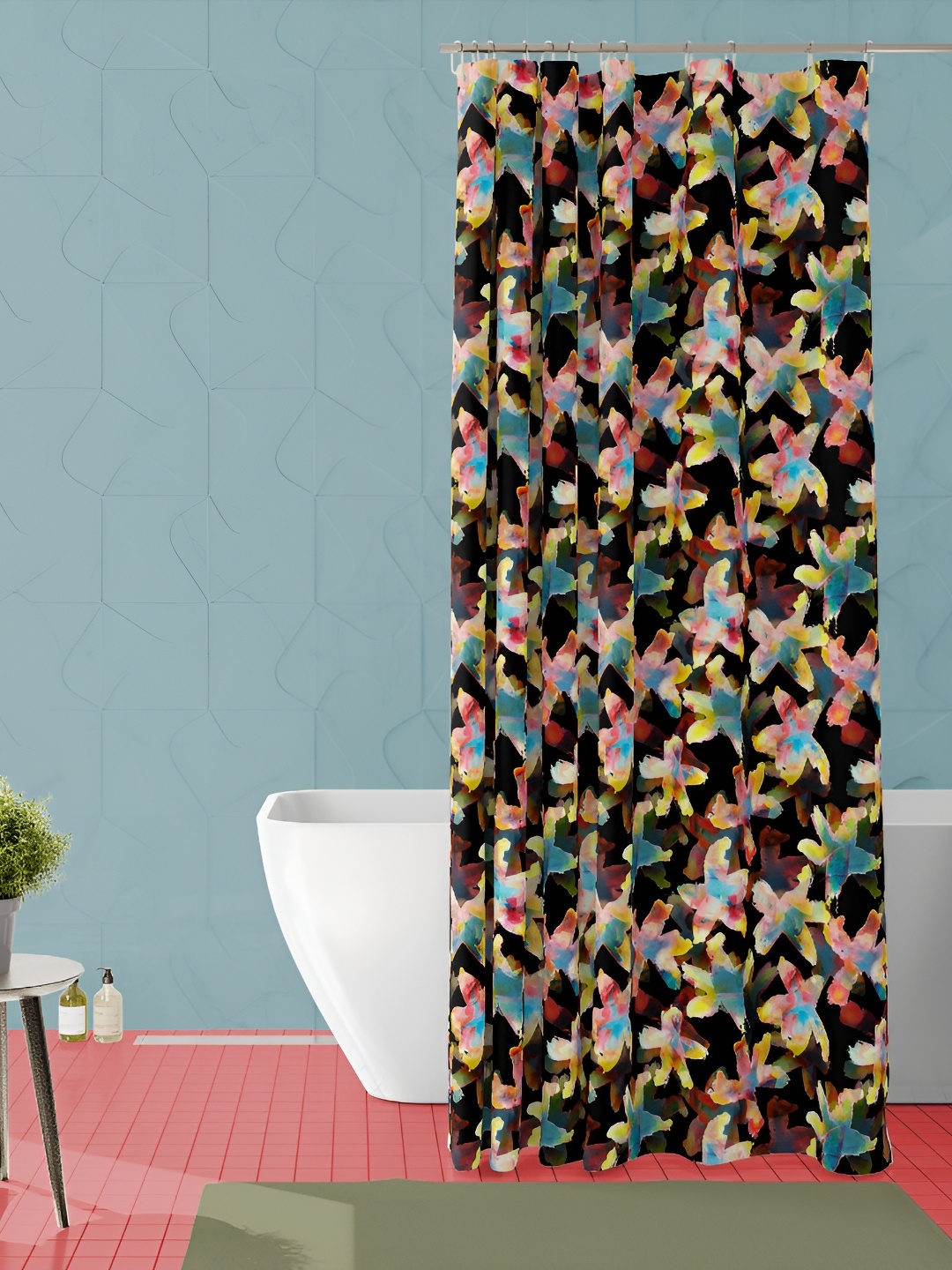 

ArtzFolio Black & Yellow Printed Waterproof Shower Curtain