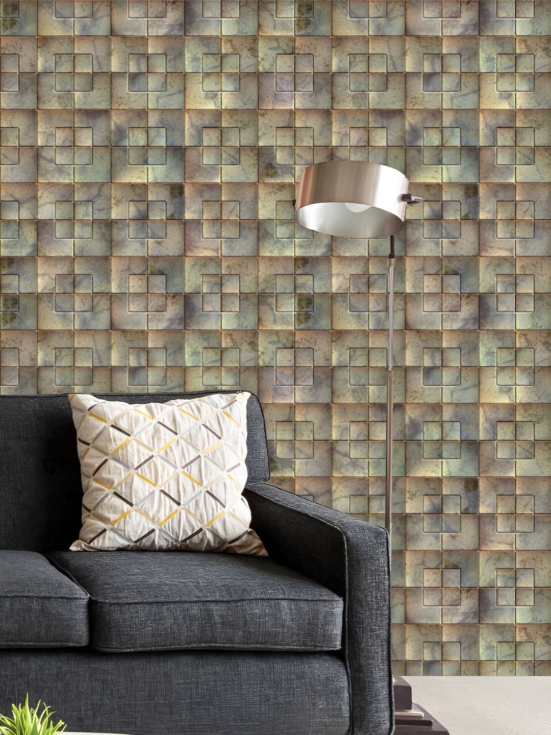 

ArtzFolio Printed UV-Resistant Anti-Bacterial Tiled Art Peel & Stick Wallpaper, Multi