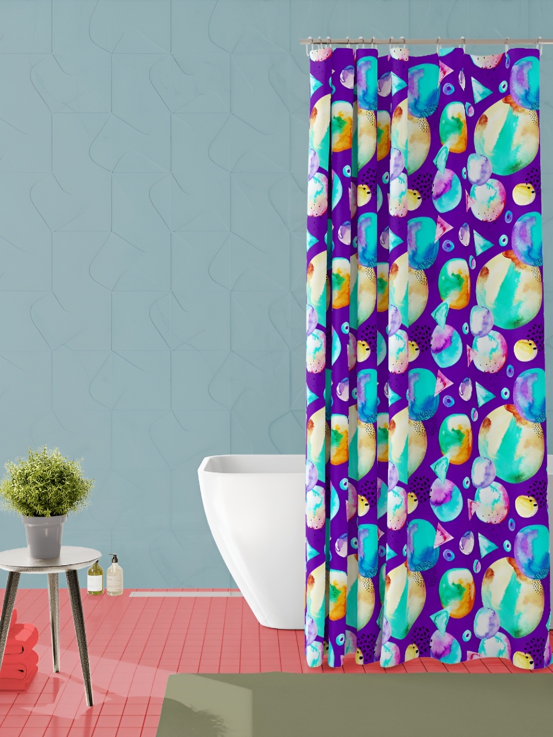 

ArtzFolio Purple & Blue Printed Waterproof Shower Curtain