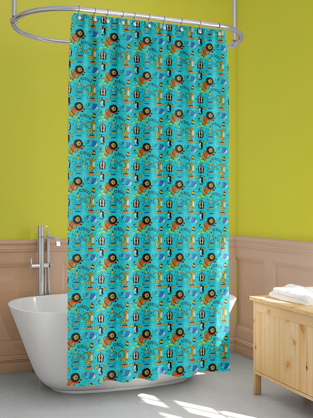 

ArtzFolio Blue & Brown Cartoon Characters Printed Waterproof Shower Curtains