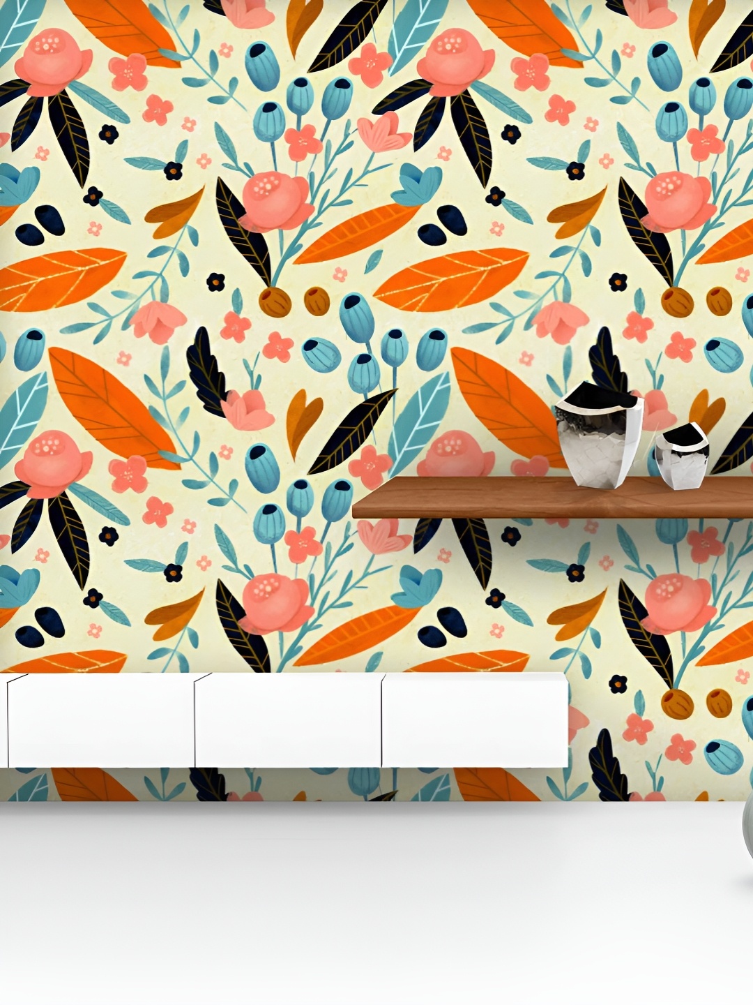 

ArtzFolio Printed UV-Resistant Anti-Bacterial Floral Botanical Pattern Peel & Stick Wallpaper, Multi