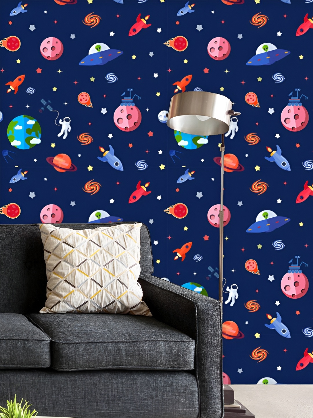 

ArtzFolio Printed UV-Resistant Anti-Bacterial Space Travel Meteorites Rocket Astronaut Shuttle Peel & Stick Wallpaper, Multi