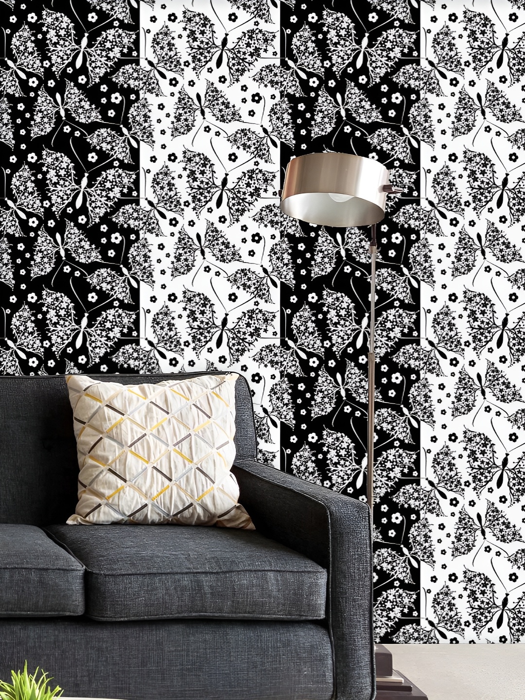 

ArtzFolio Printed UV-Resistant Anti-Bacterial Butterflies & Flowers Peel & Stick Wallpaper, Multi