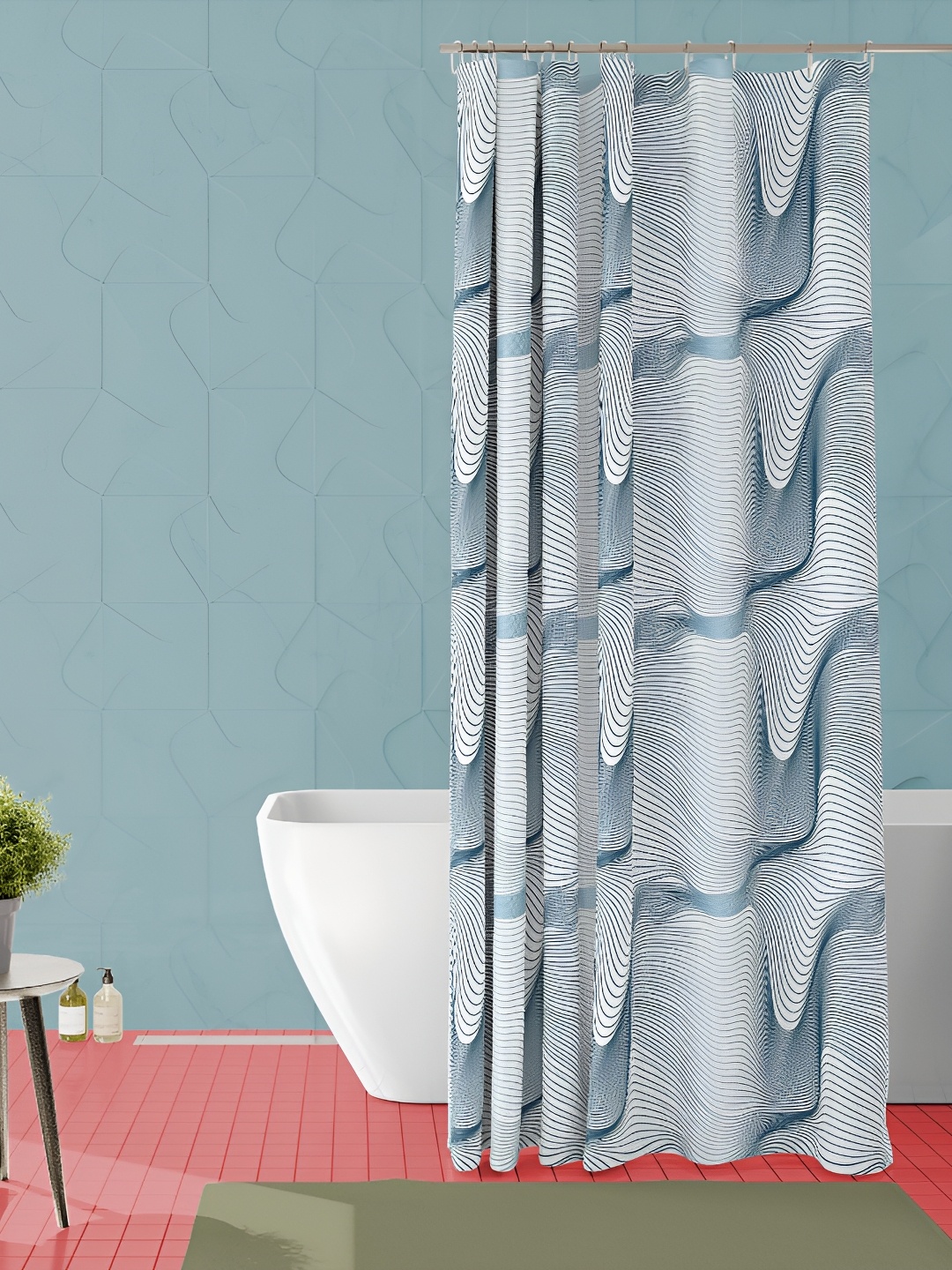 

ArtzFolio White & Grey Printed Waterproof Shower Curtain
