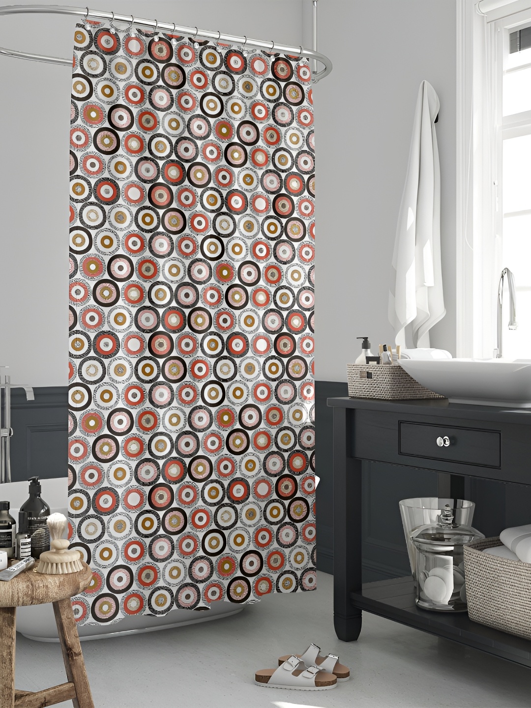 

ArtzFolio White & Brown Printed Abstract Waterproof Shower Curtains