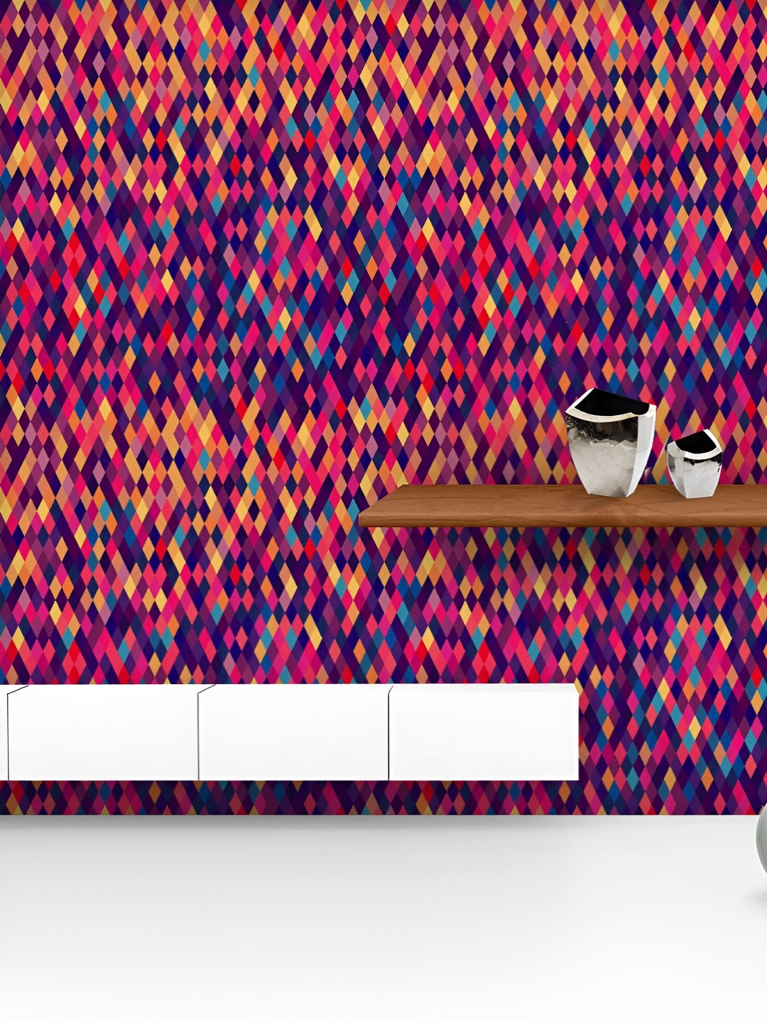 

ArtzFolio Printed UV-Resistant Anti-Bacterial Colorful Diamond Tiles Peel & Stick Wallpaper, Multi