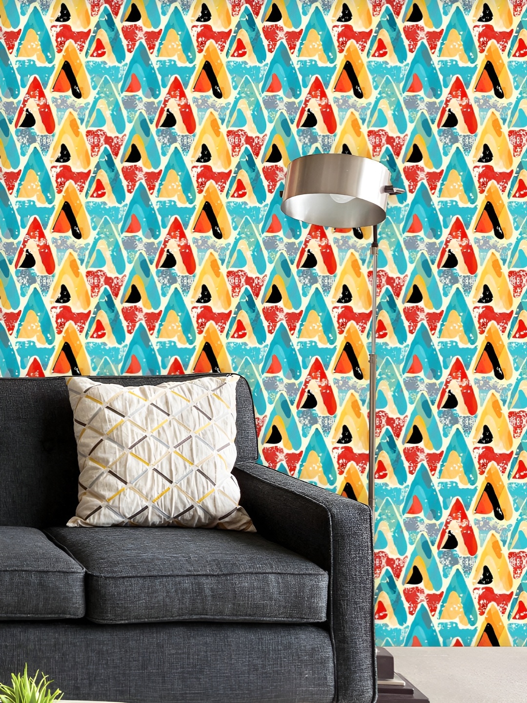 

ArtzFolio Printed UV-Resistant Anti-Bacterial Geometric Grunge Pattern Peel & Stick Wallpaper, Multi