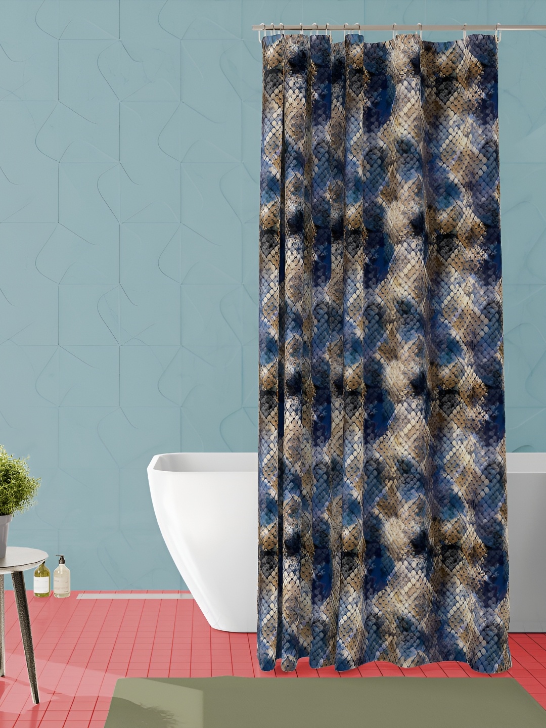 

ArtzFolio Blue & Beige Printed Waterproof Shower Curtain