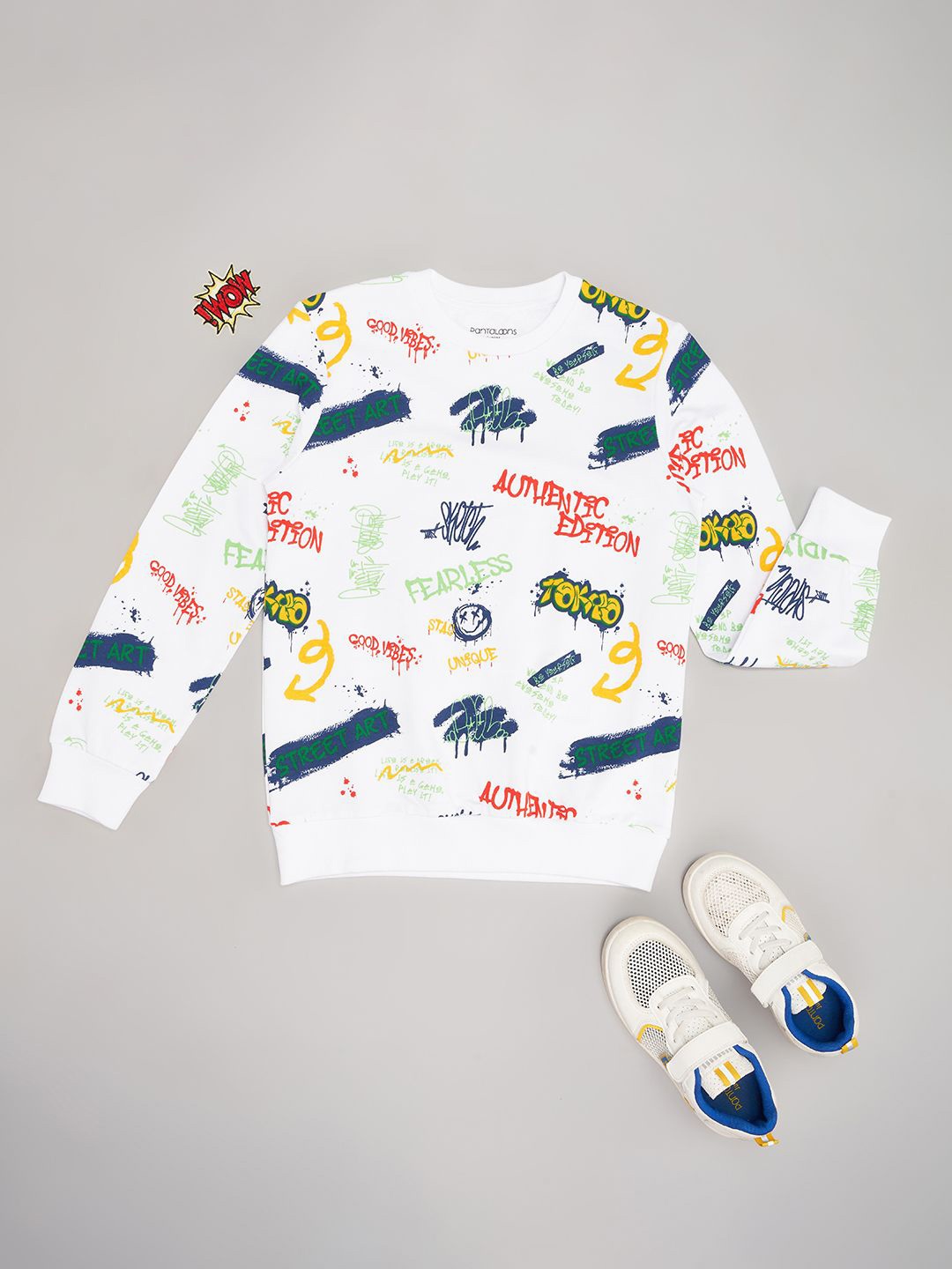 

Pantaloons Junior Boys Graphic Printed Round Neck Sweatshirt, White
