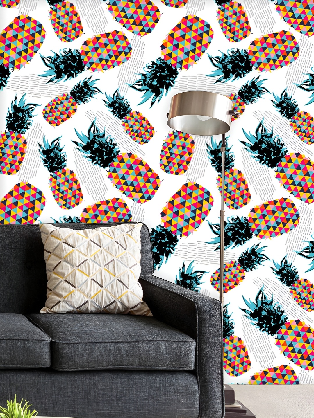 

ArtzFolio Printed UV-Resistant Anti-Bacterial Retro Summer Fruit Peel & Stick Wallpaper, Multi